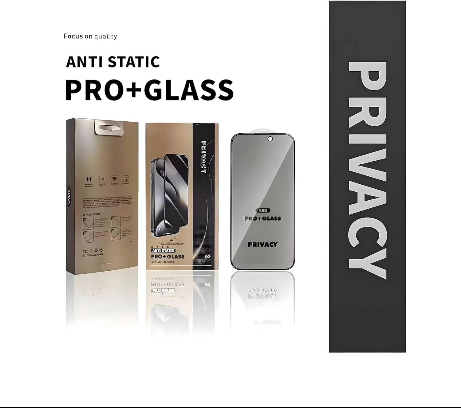 لاصقة شاشة VWK Privacy Pro+ Glass بحواف سوداء - View 1