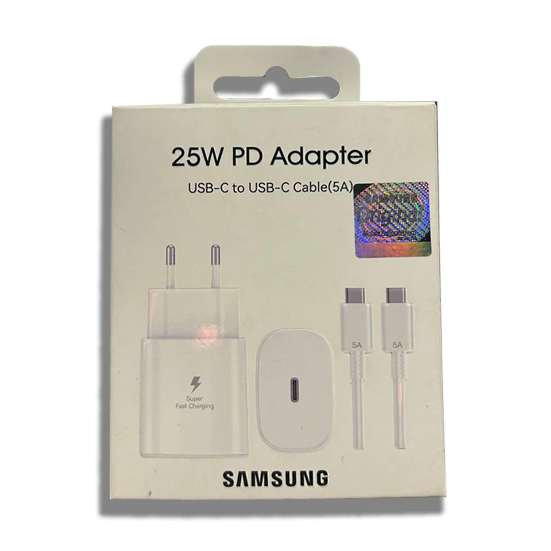Samsung 25W PD Adapter with USB-C to USB-C 5A Cable