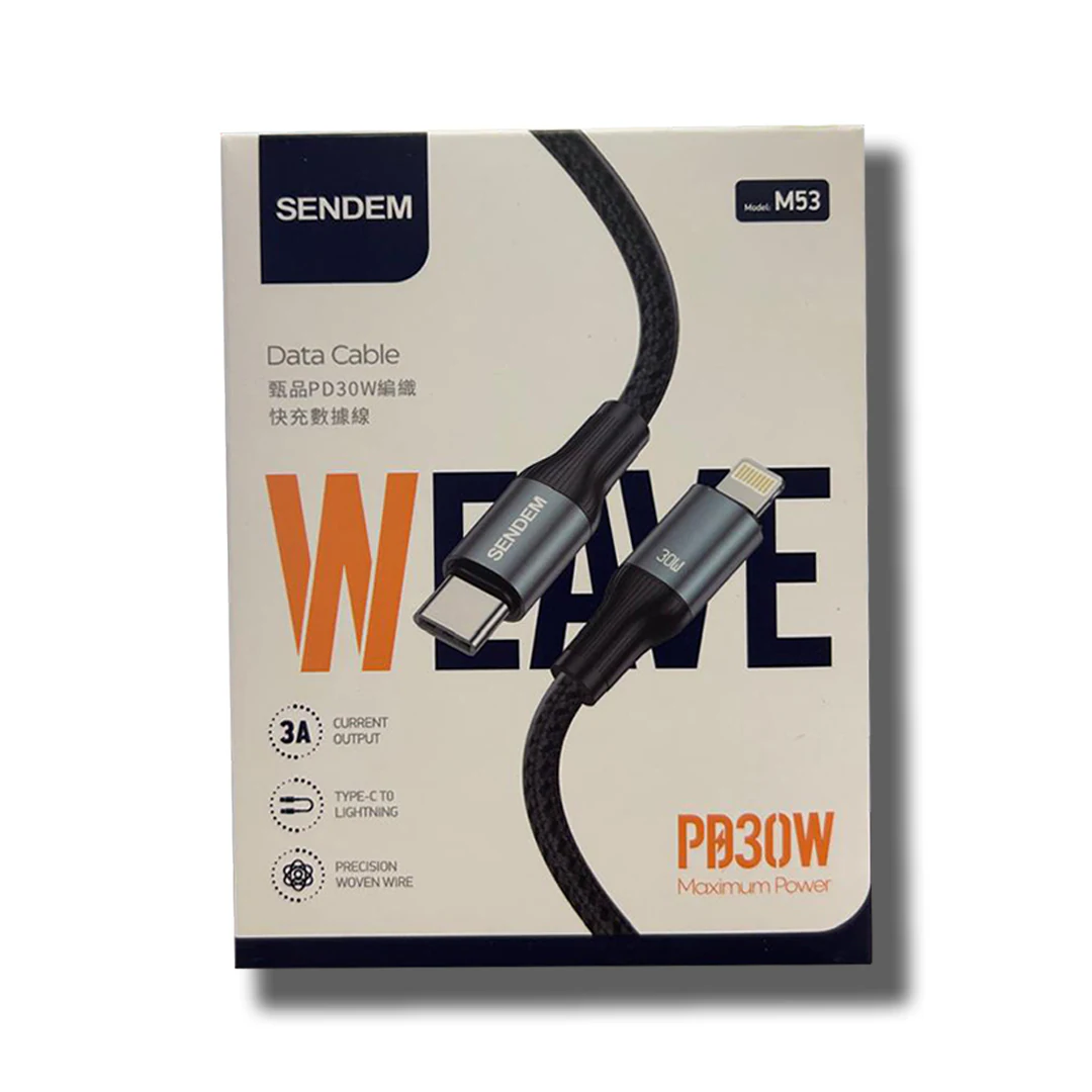 Sendem M53 PD 30W Charger with USB-C to Lightning Cable